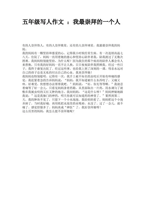 写人作文：我最崇拜的一个人