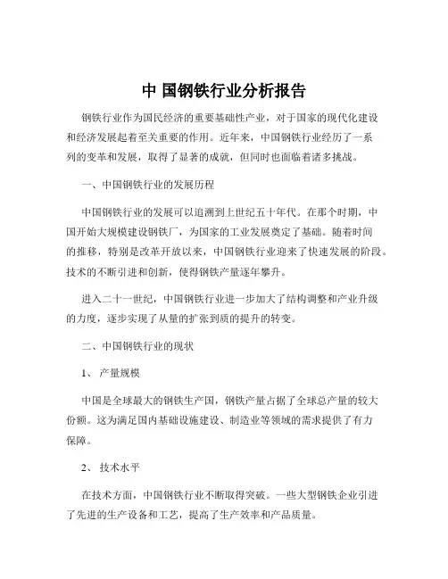中 国钢铁行业分析报告
