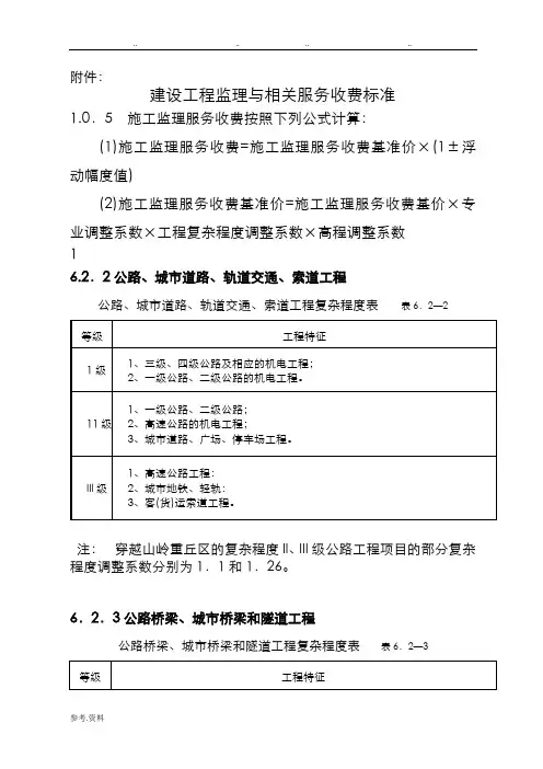 建设工程监理与相关服务收费标准