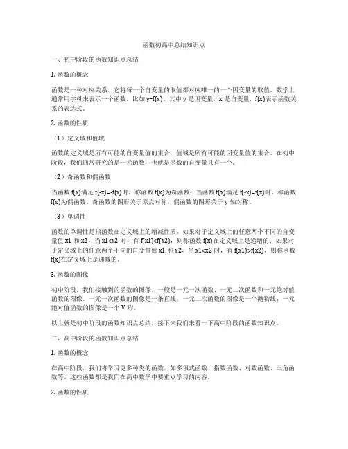 函数初高中总结知识点