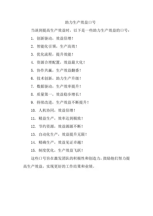 助力生产效益口号