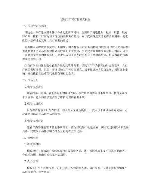 橡胶工厂可行性研究报告