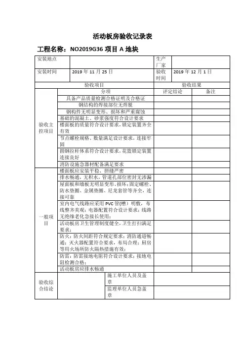 活动板房验收记录表