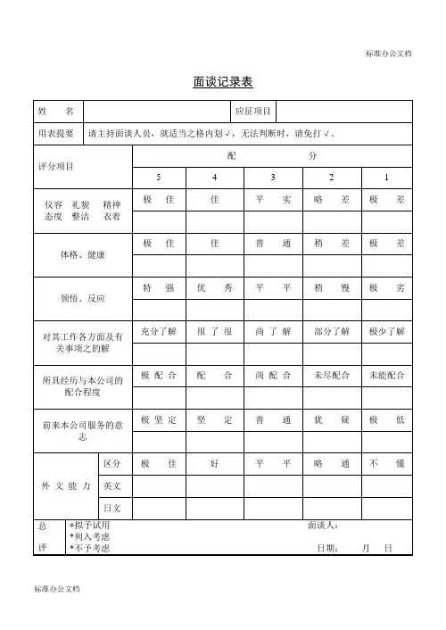 面谈记录表