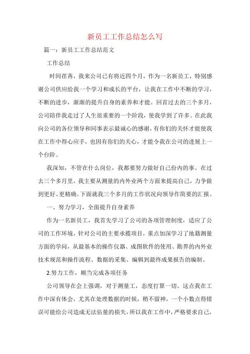 新员工工作总结怎么写