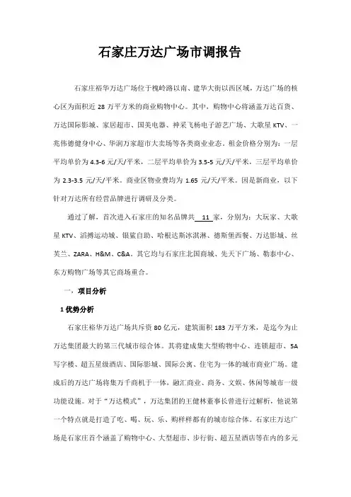 石家庄万达市调报告