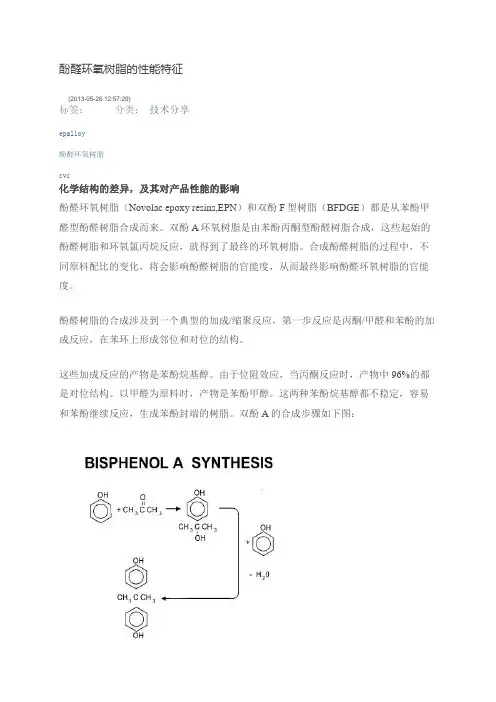酚醛环氧树脂的性能特征