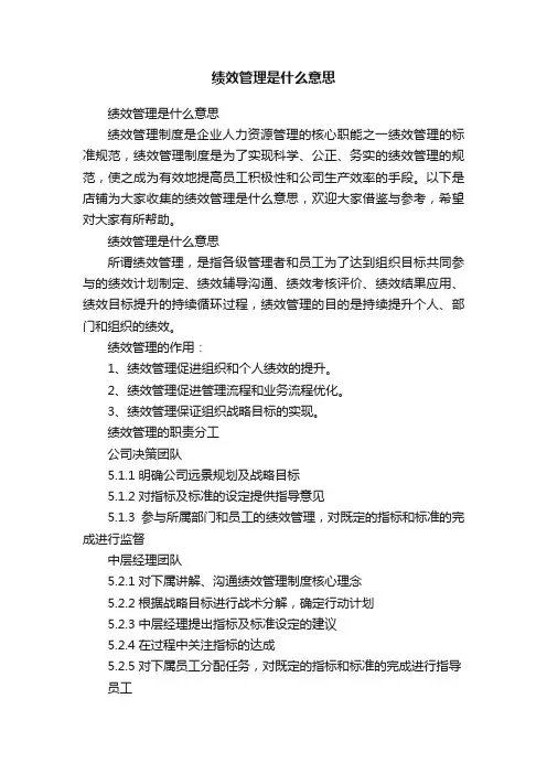 绩效管理是什么意思