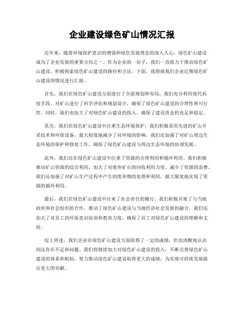 企业建设绿色矿山情况汇报