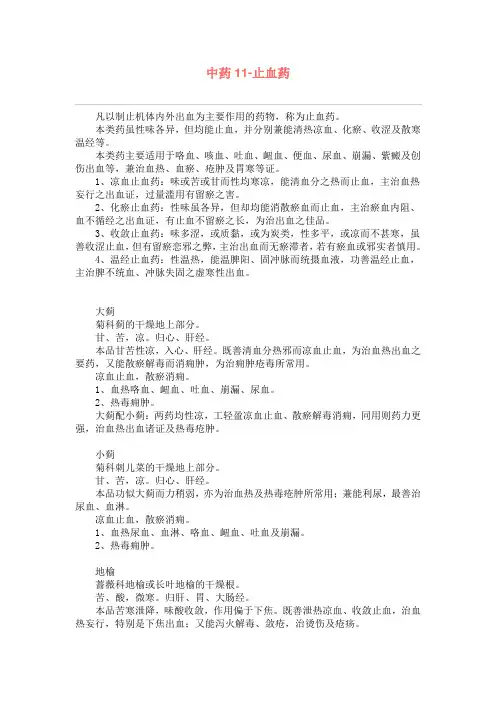 中药 止血药