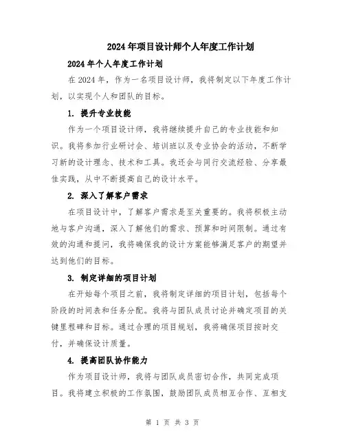 2024年项目设计师个人年度工作计划