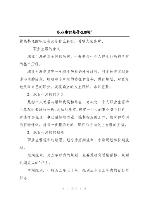 职业生涯是什么解析