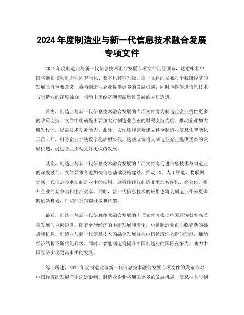 2024年度制造业与新一代信息技术融合发展专项文件
