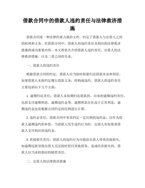 借款合同中的借款人违约责任与法律救济措施