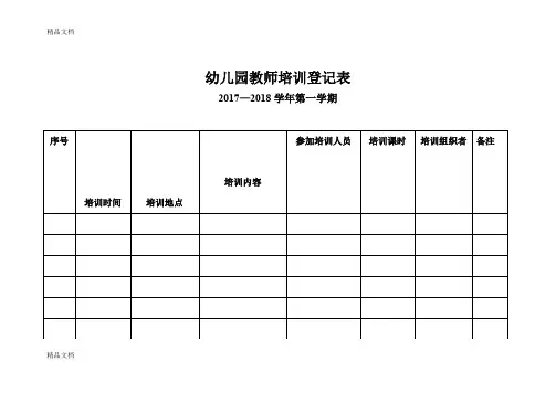 最新幼儿园教师培训登记表