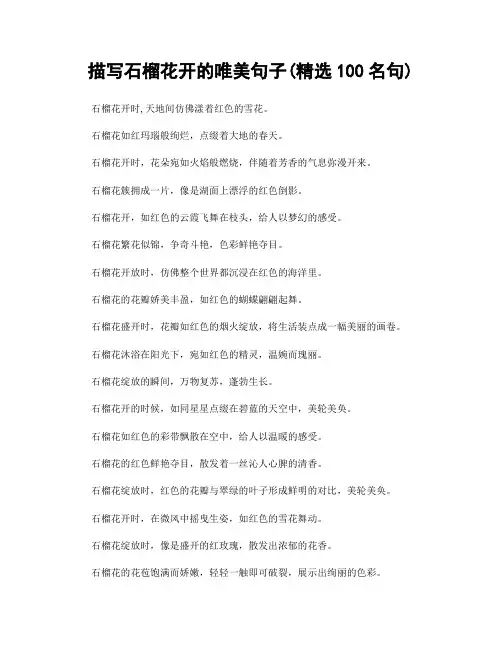 描写石榴花开的唯美句子(精选100句)