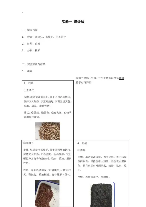 中药炮制学实验一 清炒法