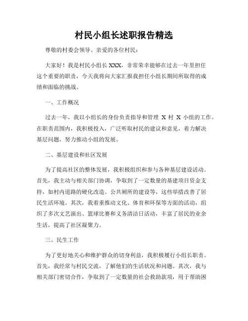 村民小组长述职报告精选