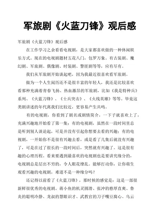 军旅剧《火蓝刀锋》观后感