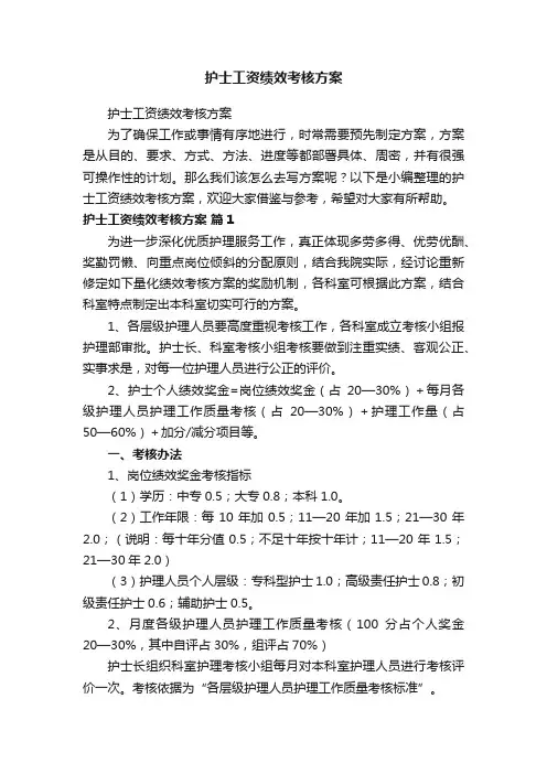 护士工资绩效考核方案