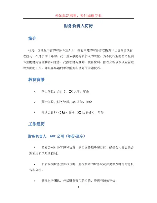 财务负责人简历 (2)
