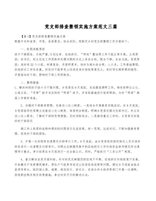 党支部排查整顿实施方案范文三篇