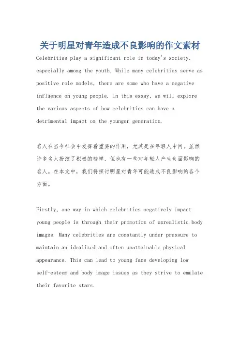 关于明星对青年造成不良影响的作文素材
