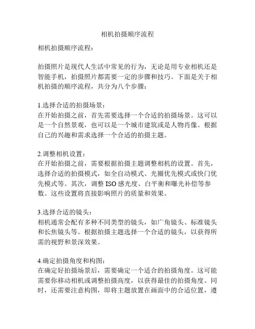 相机拍摄顺序流程