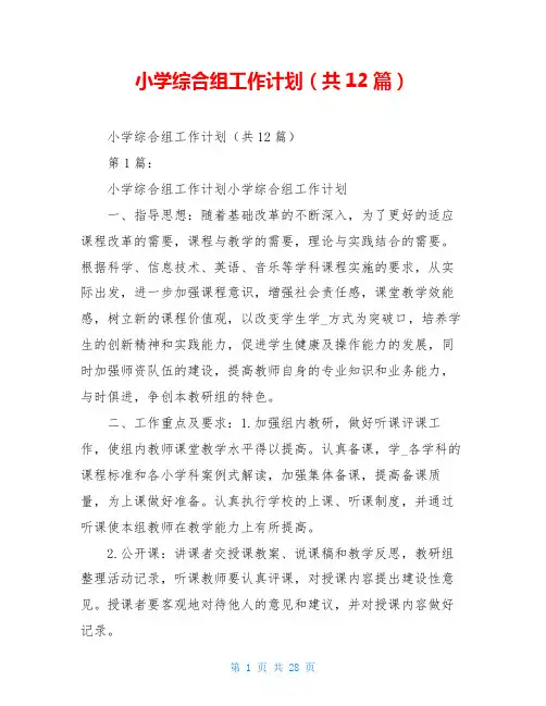 小学综合组工作计划(共12篇)