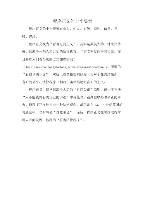 程序正义的十个要素