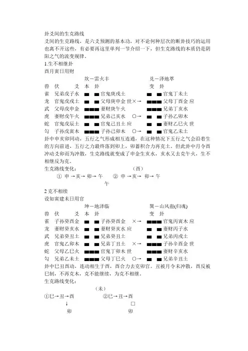 卦爻间的生克路线