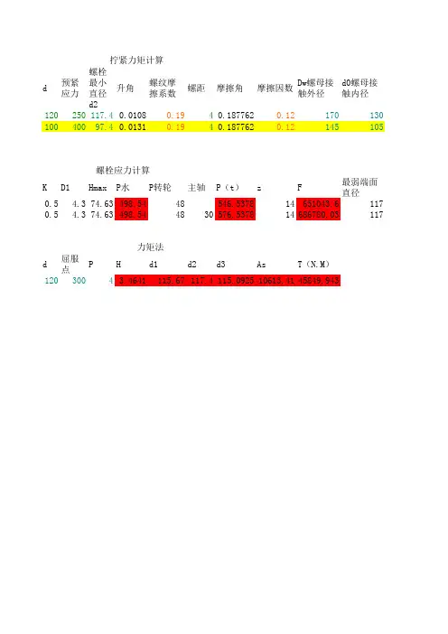 液压扳手力矩计算