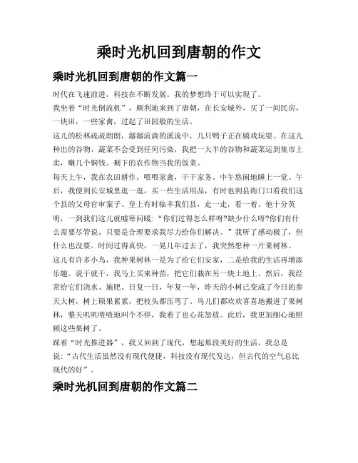 乘时光机回到唐朝的作文