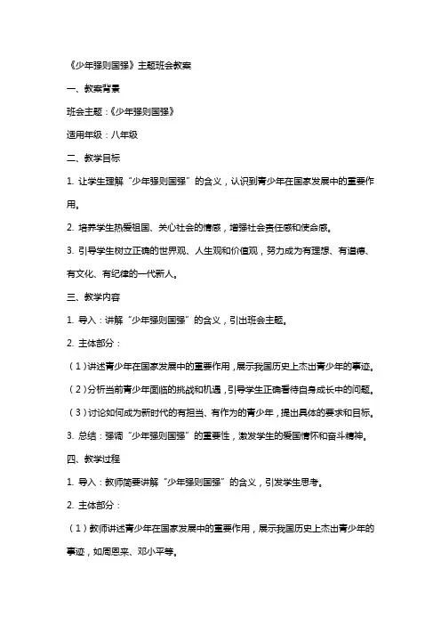 《少年强则国强》主题班会教案