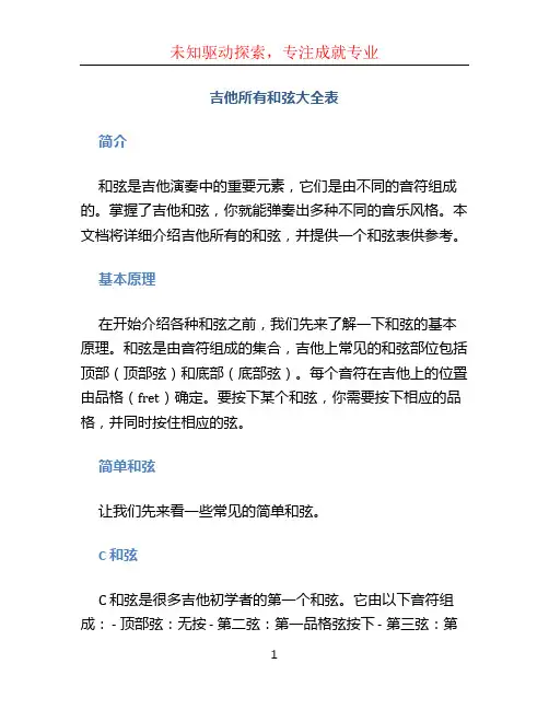 吉他所有和弦大全表