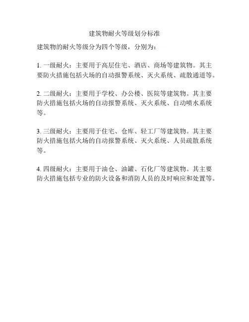 建筑物耐火等级划分标准