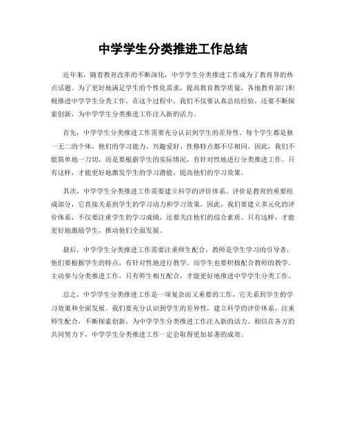 中学学生分类推进工作总结