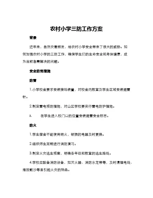 农村小学三防工作方案