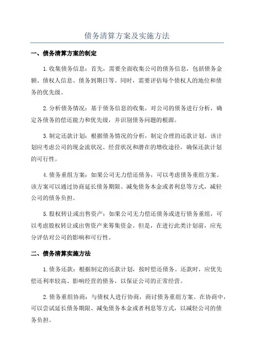 债务清算方案及实施方法