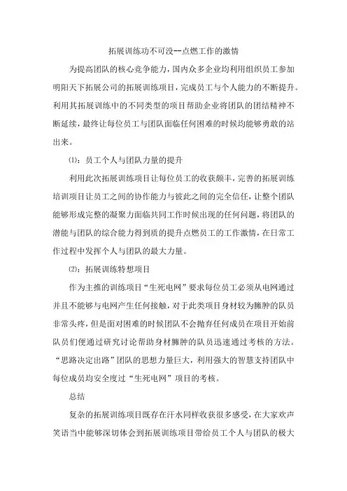 拓展训练功不可没--点燃工作的激情