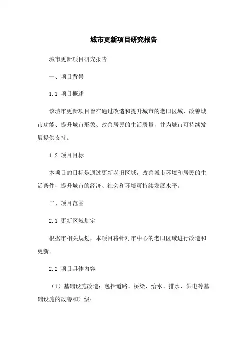 城市更新项目研究报告