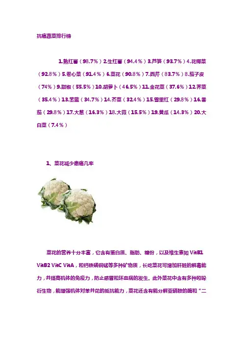 抗癌蔬菜排行榜