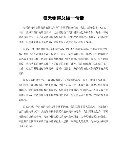 每天销售总结一句话