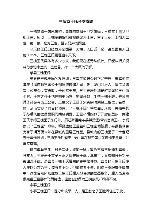 三槐堂王氏分支概略