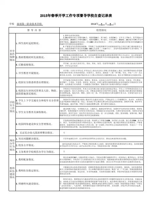 春季开学工作专项督导学校自查记录表