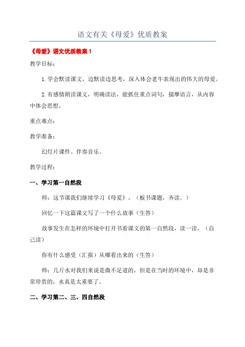 语文有关《母爱》优质教案