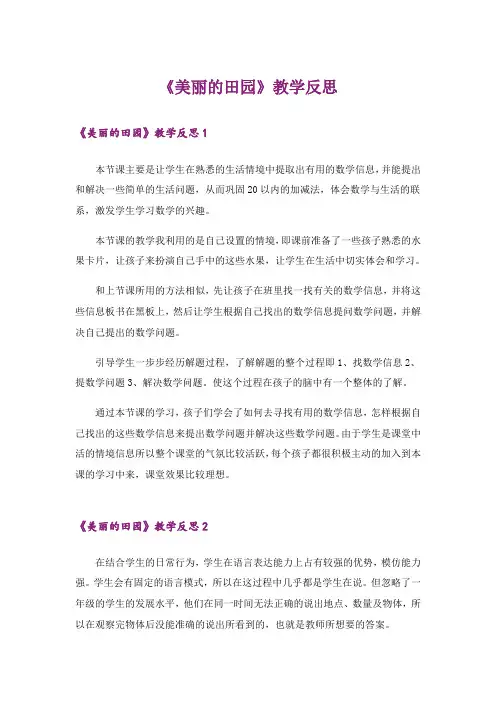 《美丽的田园》教学反思_2