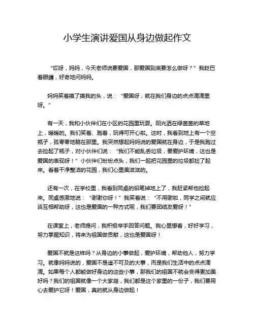 小学生演讲爱国从身边做起作文