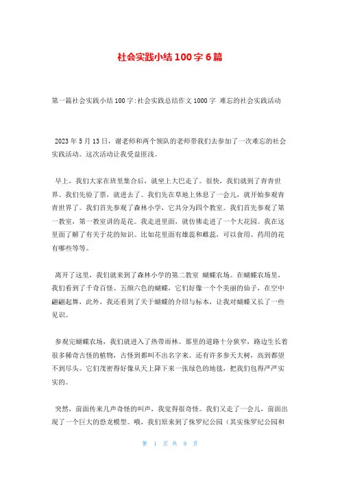 社会实践小结100字6篇