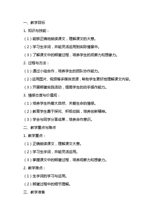 二年级上册语文教案孵蛋长春版
